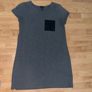 Gap mini dress, good condition, grey with black leather pocket, slight pilling
